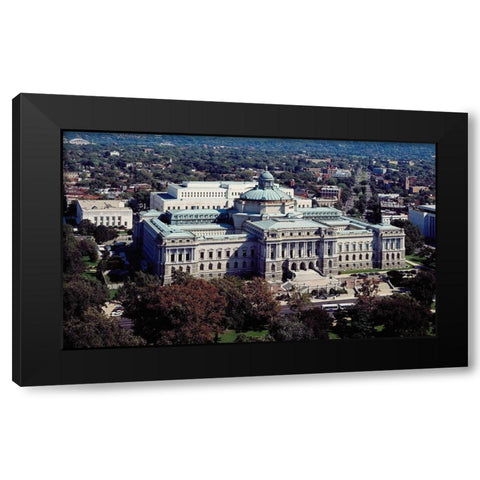 View of the Library of Congress Thomas Jefferson Building from the U.S. Capitol dome, Washington, D. Black Modern Wood Framed Art Print with Double Matting by Highmith, Carol