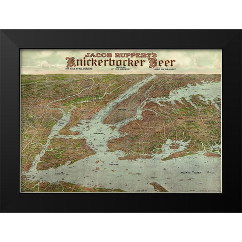 Panoramic view of New York City and vicinity, 1912 Black Modern Wood Framed Art Print by Beer, Knickerbocker