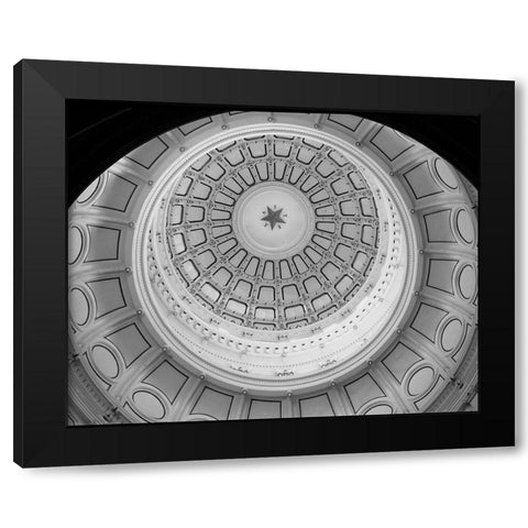 The Texas Capitol Dome, Austin Texas - Black and White Black Modern Wood Framed Art Print with Double Matting by Highmith, Carol