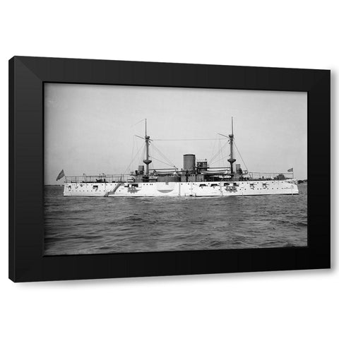 USS Texas, 1895 Black Modern Wood Framed Art Print with Double Matting by Hart, Edward H.
