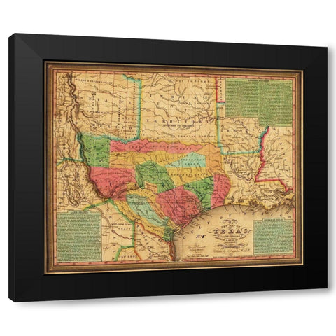 New map of Texas : with the contiguous American and Mexican states, 1835 Black Modern Wood Framed Art Print with Double Matting by Mitchell, S. Augustus