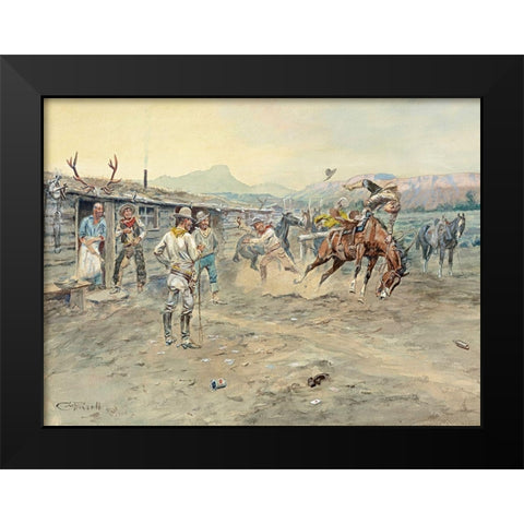 The Tenderfoot, 1900 Black Modern Wood Framed Art Print by Russell, Charles Marion