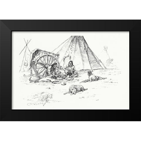 The Last of the Buffalo, 1899 Black Modern Wood Framed Art Print by Russell, Charles Marion