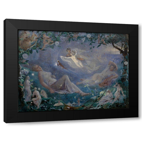 Scene from A Midsummer Nights Dream Black Modern Wood Framed Art Print with Double Matting by Simmons, John