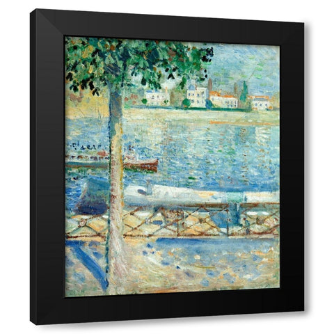 The Seine at Saint-Cloud, 1890 Black Modern Wood Framed Art Print by Munch, Edvard