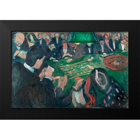 At the Roulette Table in Monte Carlo, 1892 Black Modern Wood Framed Art Print by Munch, Edvard