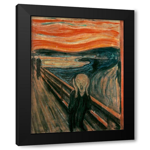The Scream, 1893 Black Modern Wood Framed Art Print by Munch, Edvard