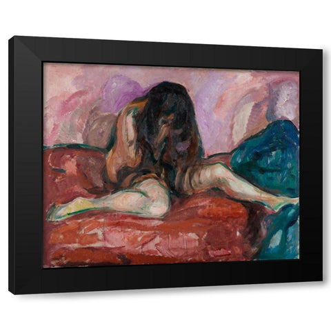 Weeping Nude. 1913-1914 Black Modern Wood Framed Art Print with Double Matting by Munch, Edvard