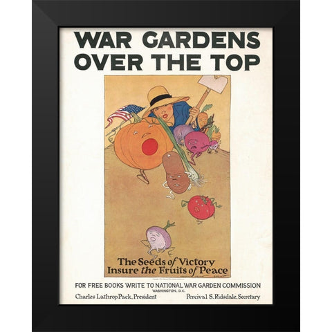 War Gardens Over the Top, 1919 Black Modern Wood Framed Art Print by Barney, Maginel Wright