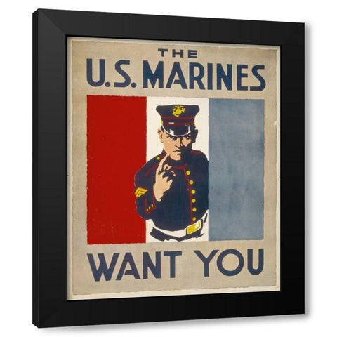 The U.S. Marines Want You, 1914/1918 Black Modern Wood Framed Art Print with Double Matting by Falls, Charles Buckles
