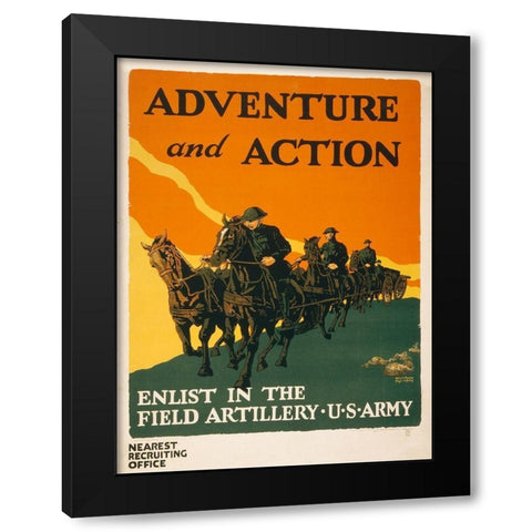 Enlist in the Field Artillery, U.S. Army, 1919 Black Modern Wood Framed Art Print with Double Matting by Mueller, Harry S.