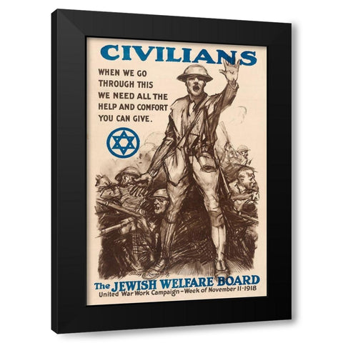 Civilians - The Jewish Welfare Board, 1918 Black Modern Wood Framed Art Print by Riesenberg, Sidney H.