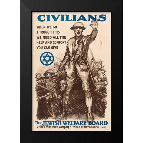 Civilians - The Jewish Welfare Board, 1918 Black Modern Wood Framed Art Print by Riesenberg, Sidney H.