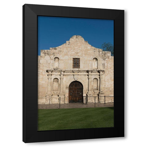 Doorway to the Alamo, an 18th-century mission church in San Antonio, TX Black Modern Wood Framed Art Print with Double Matting by Highmith, Carol