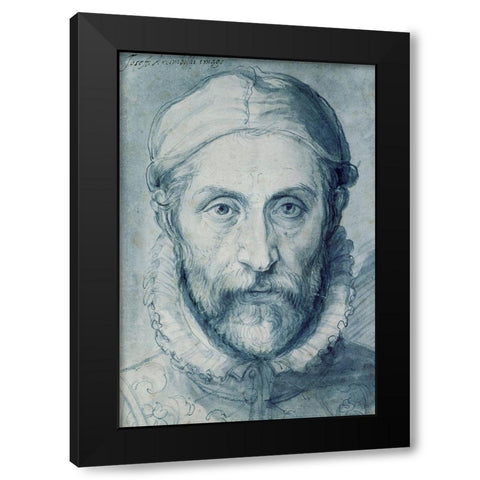 Self Portrait Black Modern Wood Framed Art Print by Arcimboldo, Giuseppe