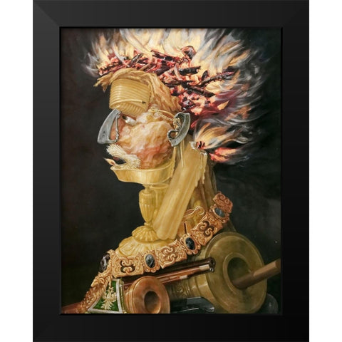 Fire Black Modern Wood Framed Art Print by Arcimboldo, Giuseppe