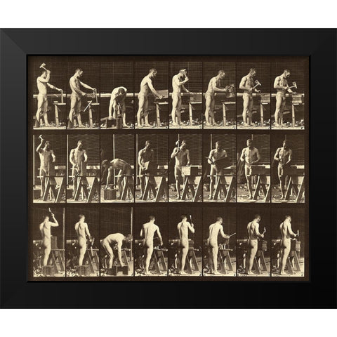 Motion Study: Woodwork Black Modern Wood Framed Art Print by Muybridge, Eadweard J.