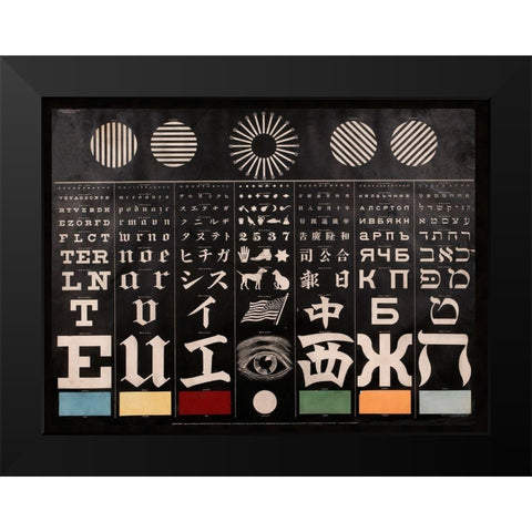 Multi-Lingual Eye Chart, ca. 1907 - Light Background Black Modern Wood Framed Art Print by Mayerle, George
