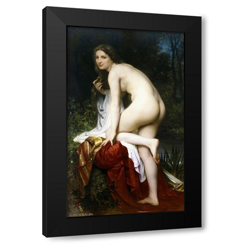 Baigneuse Black Modern Wood Framed Art Print by Bouguereau, William-Adolphe