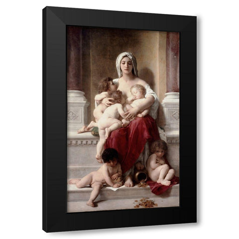 Charity Black Modern Wood Framed Art Print by Bouguereau, William-Adolphe