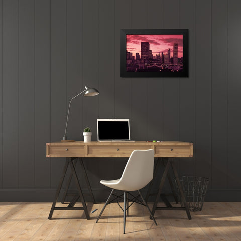 Skyline at dusk Chicago Illinois Black Modern Wood Framed Art Print by Highsmith, Carol