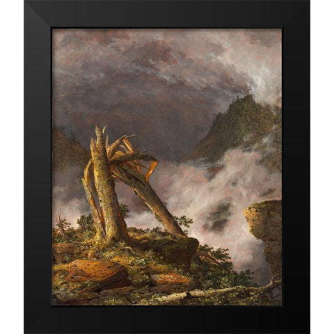 Storm in the Mountains Black Modern Wood Framed Art Print by Church, Frederic Edwin