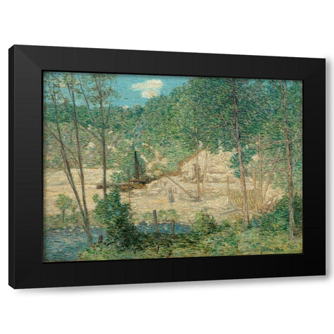 The Building of the Dam Black Modern Wood Framed Art Print with Double Matting by Weir, J Alden