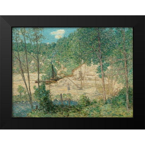 The Building of the Dam Black Modern Wood Framed Art Print by Weir, J Alden
