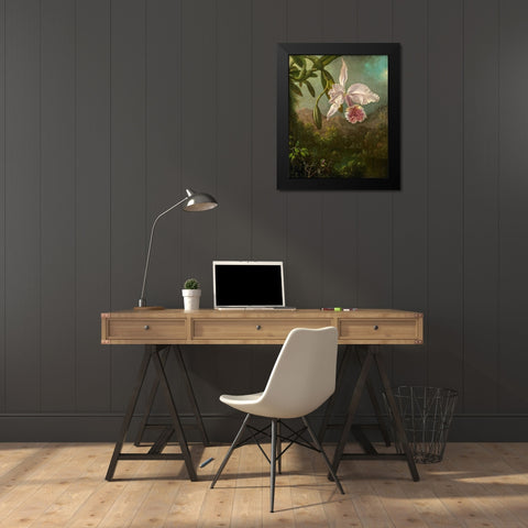 Orchid Blossoms Black Modern Wood Framed Art Print by Heade, Martin Johnson