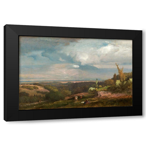 Approaching Storm from the Alban Hills Black Modern Wood Framed Art Print with Double Matting by Inness, George