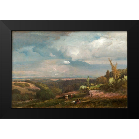 Approaching Storm from the Alban Hills Black Modern Wood Framed Art Print by Inness, George
