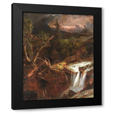 The Clove  A Storm Scene in the Catskill Mountains Black Modern Wood Framed Art Print with Double Matting by Cropsey, Jasper F
