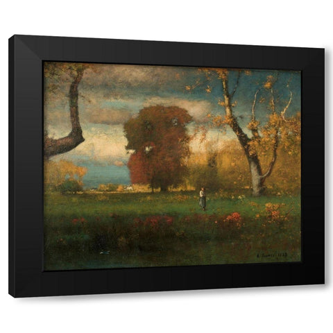 Landscape Black Modern Wood Framed Art Print with Double Matting by Inness, George