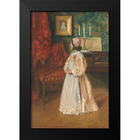 Portrait of My Daughter Alice Black Modern Wood Framed Art Print by Chase, William Merritt