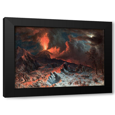 Mount Vesuvius at Midnight Black Modern Wood Framed Art Print with Double Matting by Bierstadt, Albert