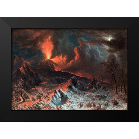 Mount Vesuvius at Midnight Black Modern Wood Framed Art Print by Bierstadt, Albert