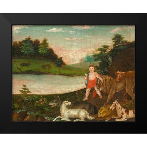 The Peaceable Kingdom Black Modern Wood Framed Art Print by Hicks, Edward