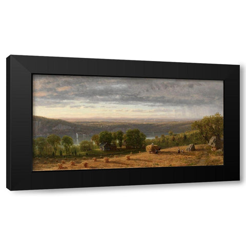 Landscape with Haywain Black Modern Wood Framed Art Print by Whittredge, Worthington