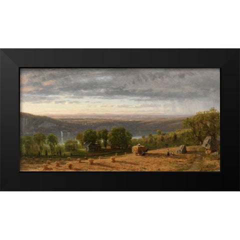 Landscape with Haywain Black Modern Wood Framed Art Print by Whittredge, Worthington