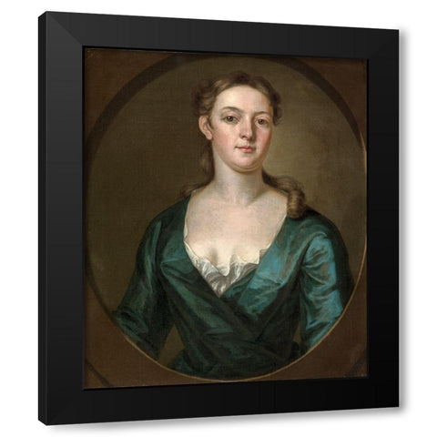 Portrait of a Woman Black Modern Wood Framed Art Print with Double Matting by Smibert, John