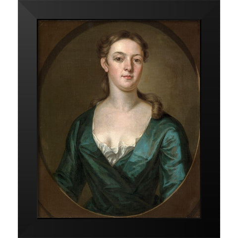 Portrait of a Woman Black Modern Wood Framed Art Print by Smibert, John