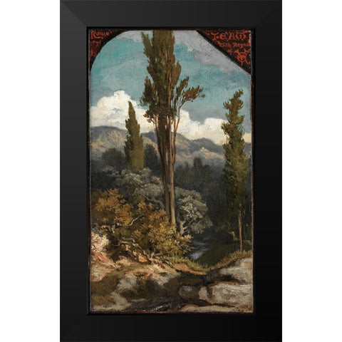 Three Trees Italy Black Modern Wood Framed Art Print by Vedder, Elihu