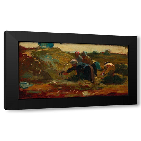 Women Working in a Field Black Modern Wood Framed Art Print with Double Matting by Homer, Winslow