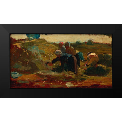 Women Working in a Field Black Modern Wood Framed Art Print by Homer, Winslow