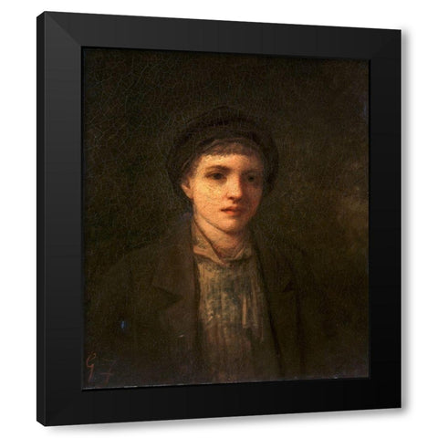 Head of a Boy Black Modern Wood Framed Art Print by Fuller, George