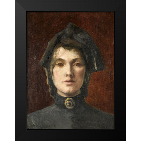 Head of a Girl Black Modern Wood Framed Art Print by America, Early 20th Century