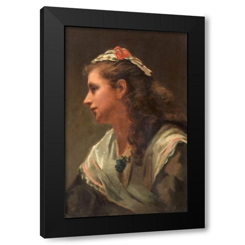 His First Model Miss Russell Black Modern Wood Framed Art Print with Double Matting by Hunt, William Morris