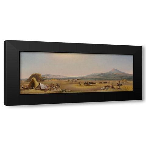Harvest on the Roman Campagna Black Modern Wood Framed Art Print with Double Matting by Chapman, John Gadsby