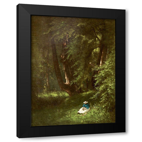The Wood Chopper Black Modern Wood Framed Art Print by Inness, George