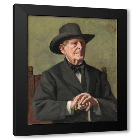 Portrait of an Old Sea Captain Black Modern Wood Framed Art Print by Isham, Samuel
